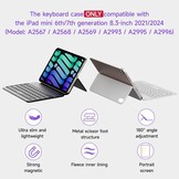 iPad Mini 6 (8,3 inch) toetsenbordhoes, HOU Ultra Slim draadloos toetsenbord Alleen 210g, Power Display, Magnetische beschermhoes Ondersteuning iPad Mini 6e generatie 2021 - Wit