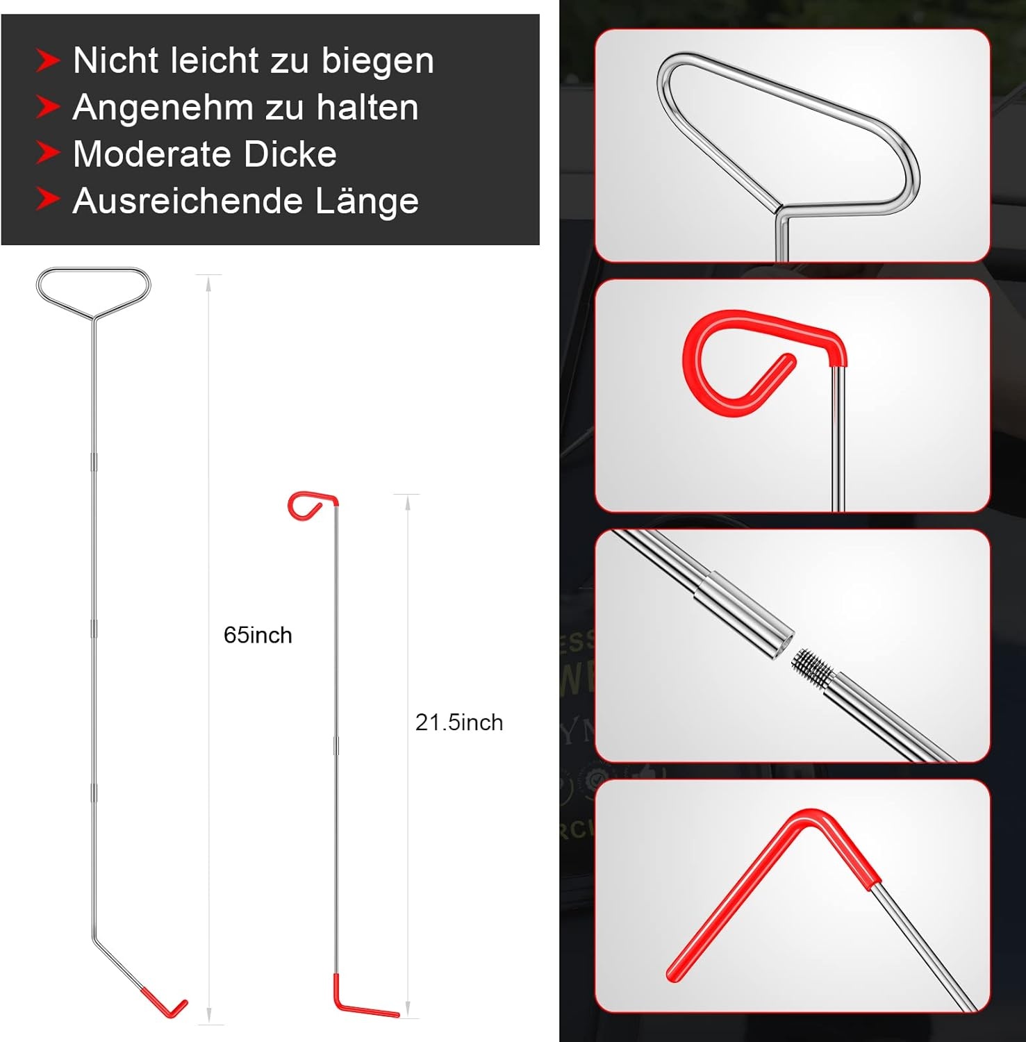 Menborn Professioneel autogereedschapsset 16-delig met lange greep, luchtkeilpump, spoorloze keil, handschoenen, onmisbaar autogereedschap voor noodgevallen