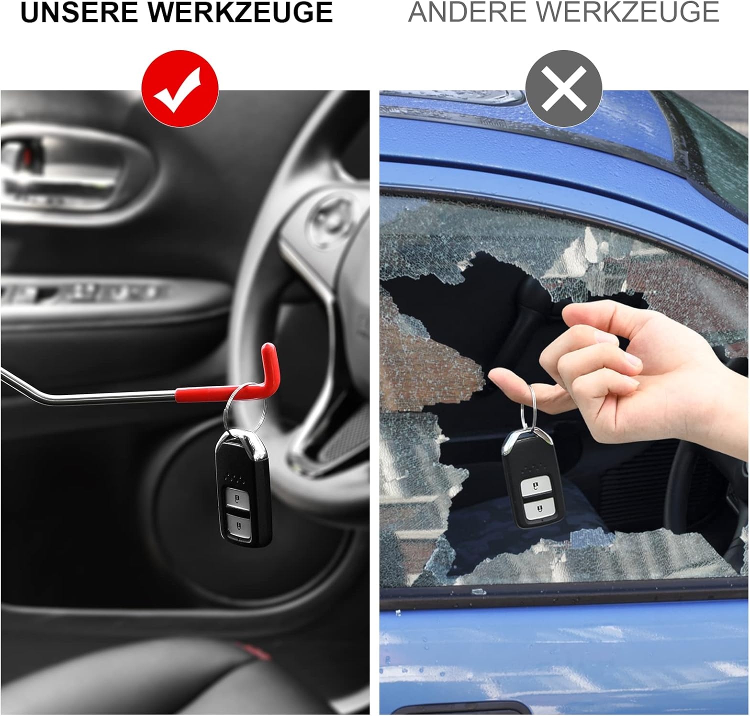 Menborn Professioneel autogereedschapsset 16-delig met lange greep, luchtkeilpump, spoorloze keil, handschoenen, onmisbaar autogereedschap voor noodgevallen