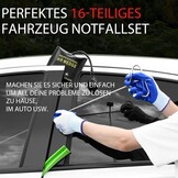 Menborn Professioneel autogereedschapsset 16-delig met lange greep, luchtkeilpump, spoorloze keil, handschoenen, onmisbaar autogereedschap voor noodgevallen