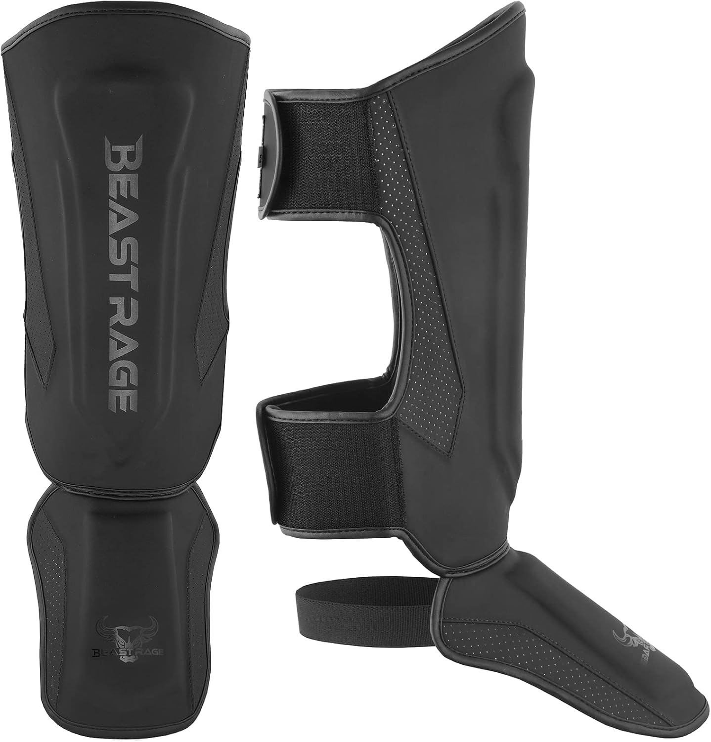 BEAST RAGE scheenbeschermers voor kickboksen Muay Thai, MMA vechtsport scheenbeschermers, beenbeschermer met wreefbescherming, MMA trainingsmateriaal, sparring