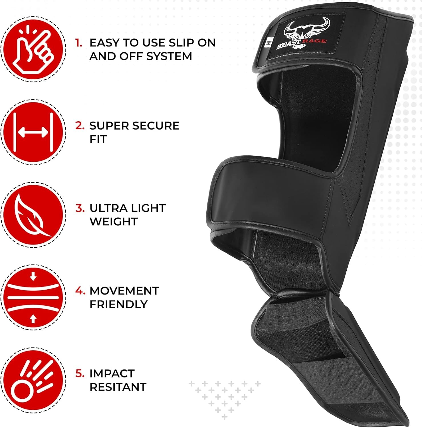 BEAST RAGE scheenbeschermers voor kickboksen Muay Thai, MMA vechtsport scheenbeschermers, beenbeschermer met wreefbescherming, MMA trainingsmateriaal, sparring