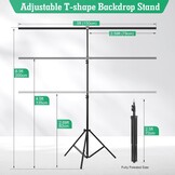 2-in-1 Achtergrondset Zwart/Wit met Statief - 150 x 200 cm, Omkeerbaar Dubbelzijdig Canvas