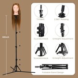 Kappershoofd met Statief, 71 cm Blond Haar (60% Echt Mensenhaar) voor Oefenen en Styling