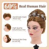 Kappershoofd met Statief, 71 cm Blond Haar (60% Echt Mensenhaar) voor Oefenen en Styling