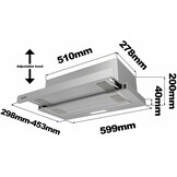 Ciarra CBCS6906D A++ Platte Afzuigkap Afzuigkap 60 cm Convectie 370 m³/h met CBCF002X2 Actieve Koolfilter Geïntegreerde Inbouw Platte Afzuigkap 2 Treden LED-verlichting Zilver - Maat 60 cm