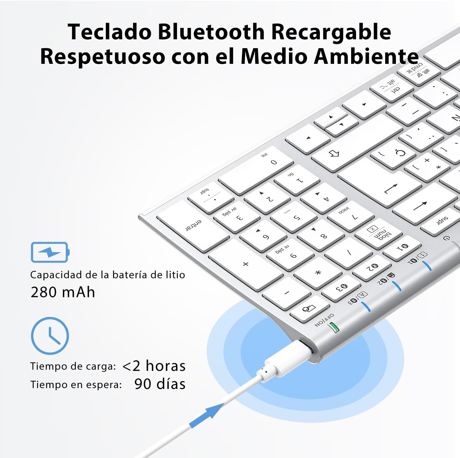 Spaans QWERTY Toetsenbord - Draadloos Bluetooth - 84% Korting
