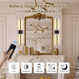 USB Oplaadbare Wandlamp Binnen, Dimbaar Touch Accu Muurlampn met Afstandsbediening, 6000mAh Batterij, Snoerloze LED Wandlamp Nachtlampje, 350° Rotatie 80CM Zwart, Woonkamer Slaapkamer Trap, 2 Stuks