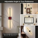USB Oplaadbare Wandlamp Binnen, Dimbaar Touch Accu Muurlampn met Afstandsbediening, 6000mAh Batterij, Snoerloze LED Wandlamp Nachtlampje, 350° Rotatie 80CM Zwart, Woonkamer Slaapkamer Trap, 2 Stuks