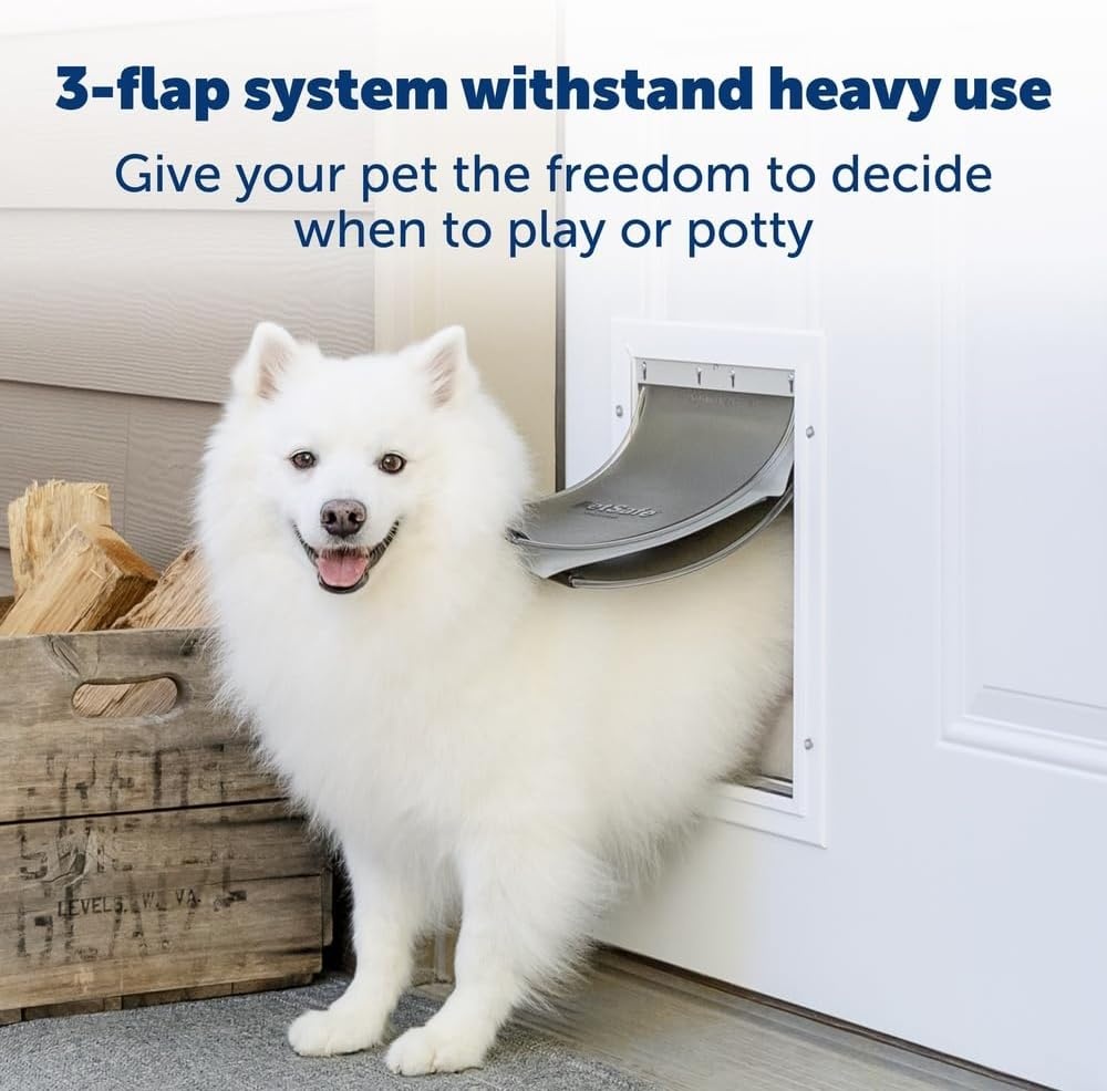 PetSafe Extreme Weer Huisdierdeur - Drievoudige Flap, Energiezuinig, Aanpasbaar Frame - Groot
