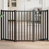 vidaXL Hondenhek inklapbaar 3 panelen 150 cm massief vurenhout zwart
