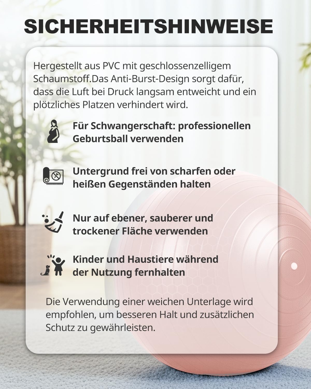 Trideer Balans- en Fitnessbal 65cm - Ideaal voor Yoga, Zwangerschap, Fysiotherapie en Bureau