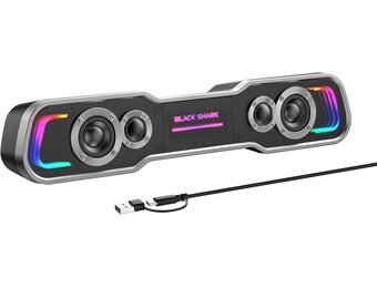 Black Shark Pc-luidspreker met diepe bassen, Bluetooth & USB/USB C dual-modus pc-soundbar met dynamische meerlaagse RGB-verlichting, computerluidsprekers voor pc, laptop, monitor, tablets (BS-SP1)