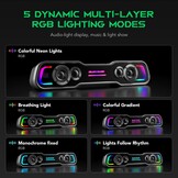 Black Shark Pc-luidspreker met diepe bassen, Bluetooth & USB/USB C dual-modus pc-soundbar met dynamische meerlaagse RGB-verlichting, computerluidsprekers voor pc, laptop, monitor, tablets (BS-SP1)