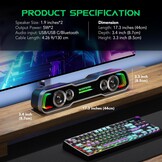 Black Shark Pc-luidspreker met diepe bassen, Bluetooth & USB/USB C dual-modus pc-soundbar met dynamische meerlaagse RGB-verlichting, computerluidsprekers voor pc, laptop, monitor, tablets (BS-SP1)