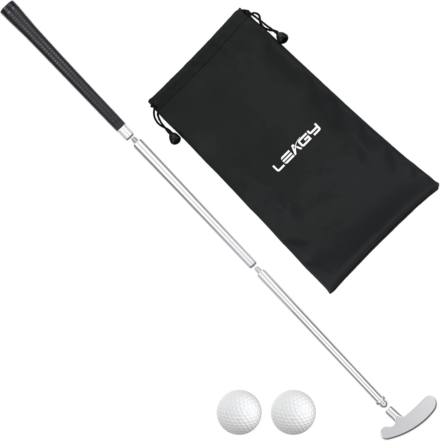Golfputter, tweerichtingsgolfputters voor mannen, rechts/linkshandig miniclub-golfset voor binnen en buiten, stevige putterschacht met 2 oefengolfballen en 1 opbergtas voor elke putting groene mat