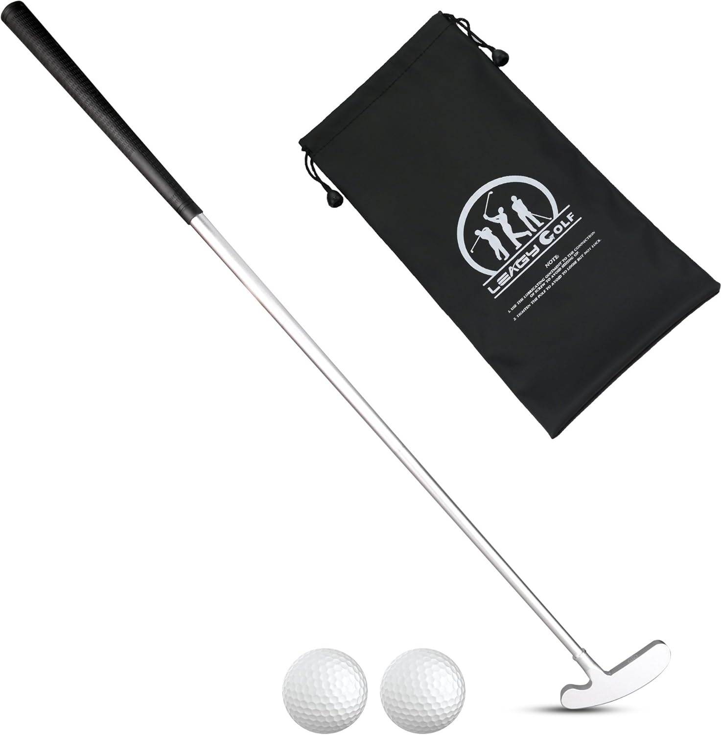 Golfputter, tweerichtingsgolfputters voor mannen, rechts/linkshandig miniclub-golfset voor binnen en buiten, stevige putterschacht met 2 oefengolfballen en 1 opbergtas voor elke putting groene mat