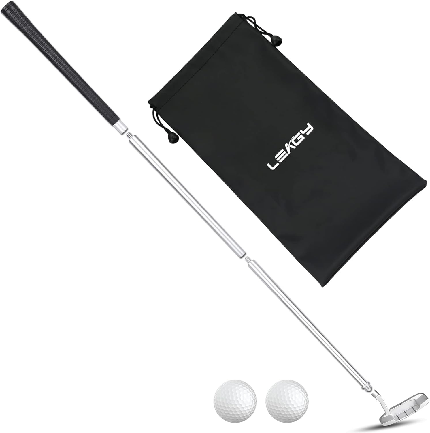 Golfputter, tweerichtingsgolfputters voor mannen, rechts/linkshandig miniclub-golfset voor binnen en buiten, stevige putterschacht met 2 oefengolfballen en 1 opbergtas voor elke putting groene mat