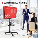 AOKCOS Tv-standaard oprolbaar voor 32-65 inch televisie, tv-wagen met dienblad, televisiestandaard in hoogte verstelbaar, mobiele tv-standaard met wielen, tv-rolwagen tot 40 kg, max. VESA 400x400mm