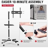 AOKCOS Tv-standaard oprolbaar voor 32-65 inch televisie, tv-wagen met dienblad, televisiestandaard in hoogte verstelbaar, mobiele tv-standaard met wielen, tv-rolwagen tot 40 kg, max. VESA 400x400mm