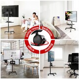 AOKCOS Tv-standaard oprolbaar voor 32-65 inch televisie, tv-wagen met dienblad, televisiestandaard in hoogte verstelbaar, mobiele tv-standaard met wielen, tv-rolwagen tot 40 kg, max. VESA 400x400mm