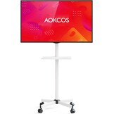AOKCOS Tv-standaard oprolbaar voor 32-65 inch televisie, tv-wagen met dienblad, televisiestandaard in hoogte verstelbaar, mobiele tv-standaard met wielen, tv-rolwagen tot 40 kg, max. VESA 400x400mm