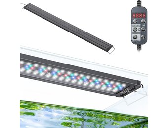 Pawfly Aquarium Led-verlichting, 24/7, uitschuifbaar aquariumlicht met volledig spectrum, wit, blauw, rood, groen, met D/N-modus, enkele kleureffecten, timer en instelbare helderheid (voor tanks van