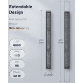 Pawfly Aquarium Led-verlichting, 24/7, uitschuifbaar aquariumlicht met volledig spectrum, wit, blauw, rood, groen, met D/N-modus, enkele kleureffecten, timer en instelbare helderheid (voor tanks van