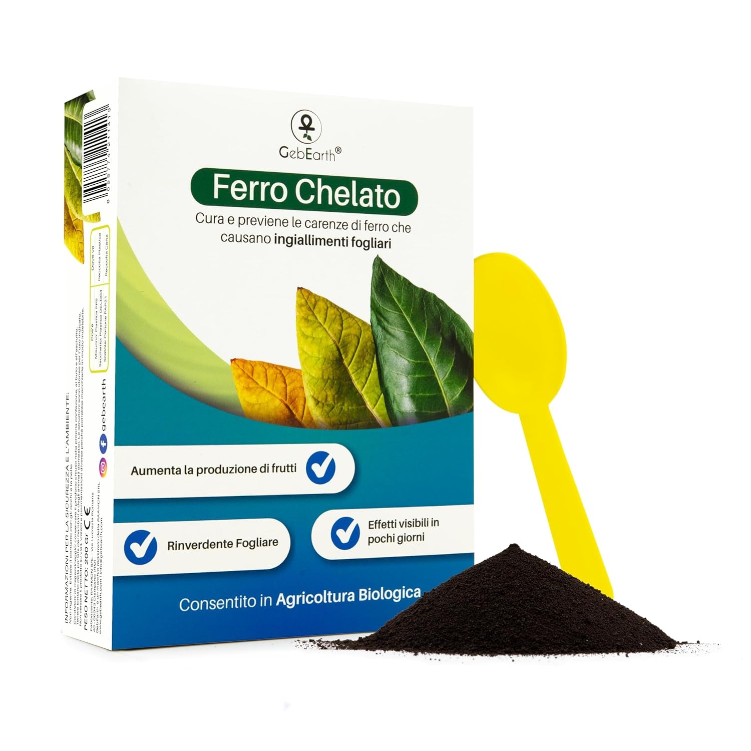 GebEarth IJzer Chelaat Poeder - 200gr | Tegen Bladvergeling | 48% Korting
