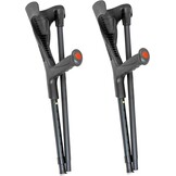 PEPE - Folding Stools for Adults (x2 Units, Open Cuff), Elbow Stools for Women, Pair Stools for Walking, Folding Stools Open Cuff, Aluminum Walking Stools for Men, Black - Maat 2 stuks