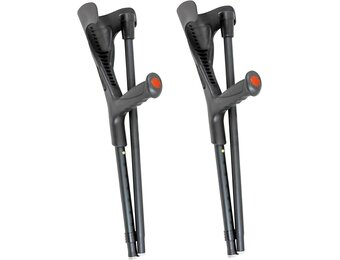PEPE - Folding Stools for Adults (x2 Units, Open Cuff), Elbow Stools for Women, Pair Stools for Walking, Folding Stools Open Cuff, Aluminum Walking Stools for Men, Black - Maat 2 stuks