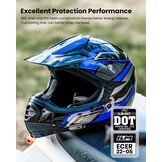 ILM kinderen Motocross Dirt Bike Motorhelm met Goggle Handschoenen ATV Off Road ECE B07,Blauw Zwart,S