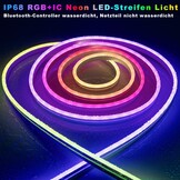 Lichaser 15 m RGB+IC outdoor flexibele neon ledstrip, IP68 voor buiten, bluetooth neon ledstrip, sync met muziek, 24 V waterdicht, voor buiten, voor feestjes, terrasverlichting (15 m x 1)