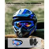 ILM kinderen Motocross Dirt Bike Motorhelm met Goggle Handschoenen ATV Off Road ECE B07,Blauw Zwart,S