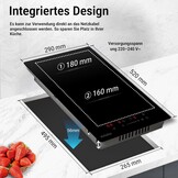 COVERCOOK Domino 30 cm inductiekookplaat met 2 kookzones, inbouw Domino zelfvoorzienende kookplaat, inductie met stekker, 3500 W
