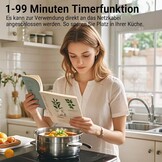 COVERCOOK Domino 30 cm inductiekookplaat met 2 kookzones, inbouw Domino zelfvoorzienende kookplaat, inductie met stekker, 3500 W