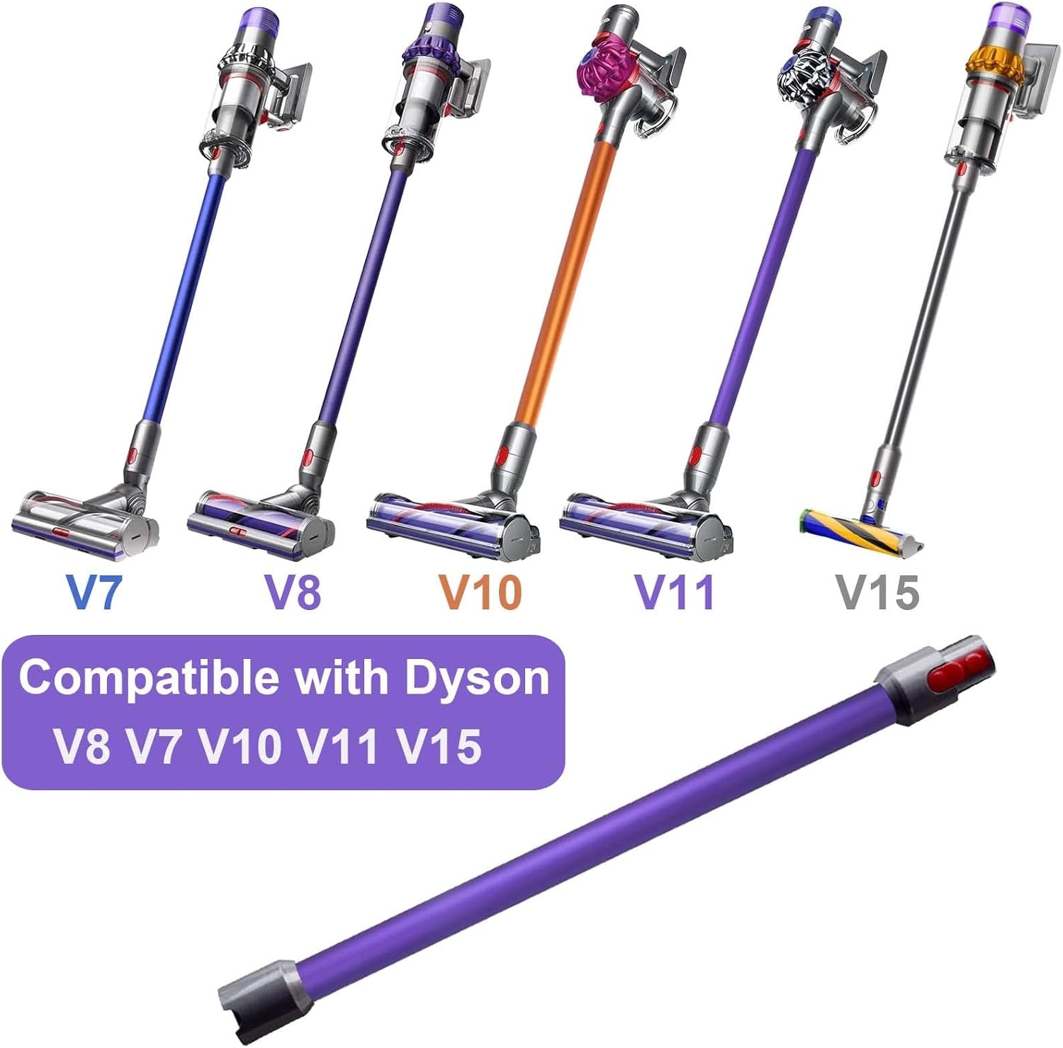 verlengbuis met snelsluiting voor Dyson V15 V11 V10 V8 V7 steelstofzuiger, reserveonderdelen verlengstang is 72cm, paarse buis accessoires