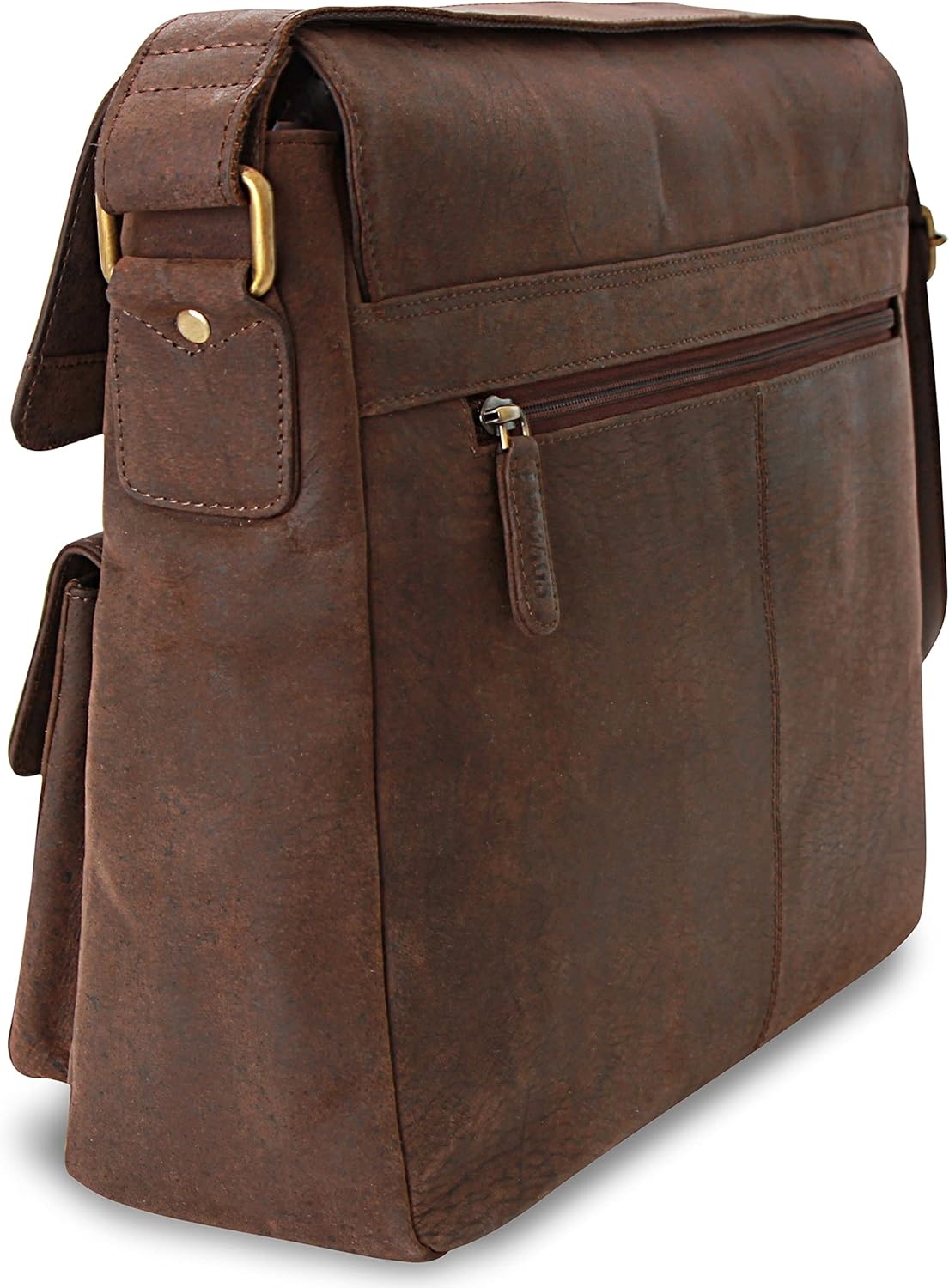 LEABAGS Lederen aktetas voor heren en dames, echt leer, laptoptas tot 13 inch, schoudertas met schouderriem, messenger bag, werktas, lerarentas, beige, Eén maat, Boheems, gedeconstrueerd,