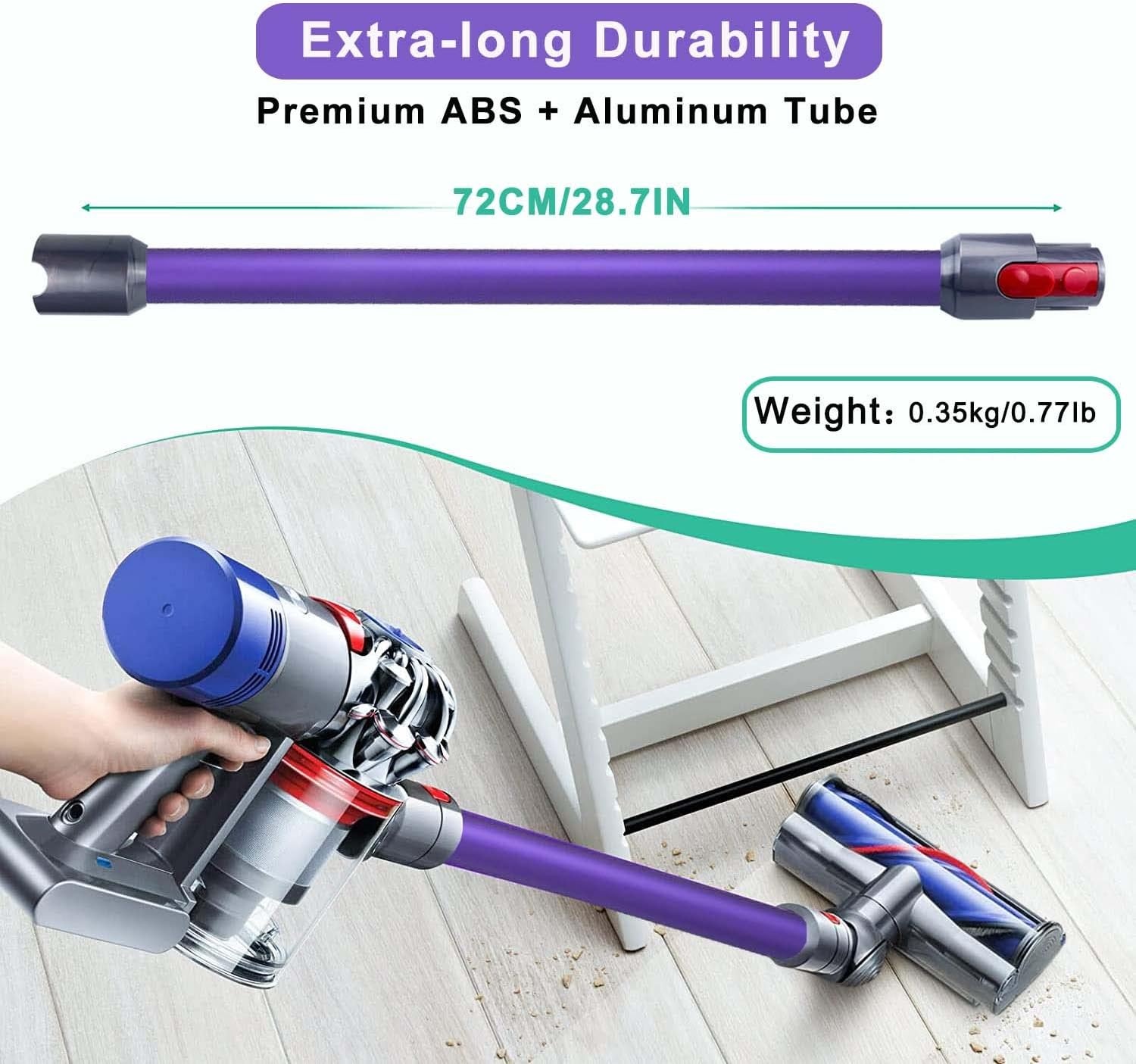 verlengbuis met snelsluiting voor Dyson V15 V11 V10 V8 V7 steelstofzuiger, reserveonderdelen verlengstang is 72cm, paarse buis accessoires