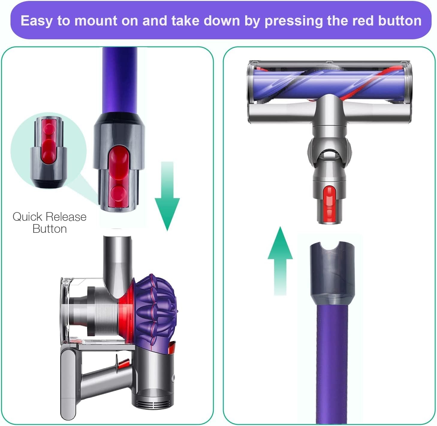 verlengbuis met snelsluiting voor Dyson V15 V11 V10 V8 V7 steelstofzuiger, reserveonderdelen verlengstang is 72cm, paarse buis accessoires