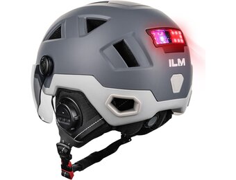 ILM E3-12LS Volwassen Fietshelm met Automatische G-Sensor, Knipperlichten en Remwaarschuwing LED