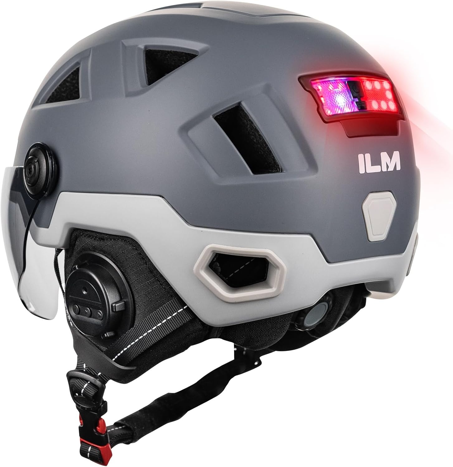 ILM E3-12LS Volwassen Fietshelm met Automatische G-Sensor, Knipperlichten en Remwaarschuwing LED