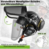 GREEN DEVIL Kettingzaaghelm, EN397-gecertificeerd, 5-in-1 systeem met gezichtsbescherming, geïntegreerd vizier en oorbeschermers, geventileerd voor watervallen en tuinieren, uniseks