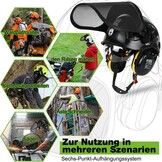GREEN DEVIL Kettingzaaghelm, EN397-gecertificeerd, 5-in-1 systeem met gezichtsbescherming, geïntegreerd vizier en oorbeschermers, geventileerd voor watervallen en tuinieren, uniseks