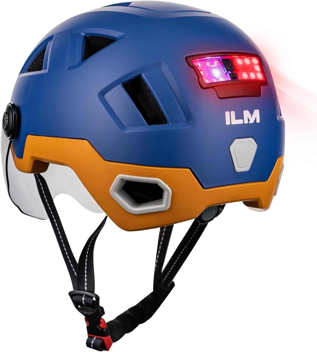ILM E3-12LS Volwassen Fietshelm met Automatische G-Sensor, Knipperlichten en Remwaarschuwing LED