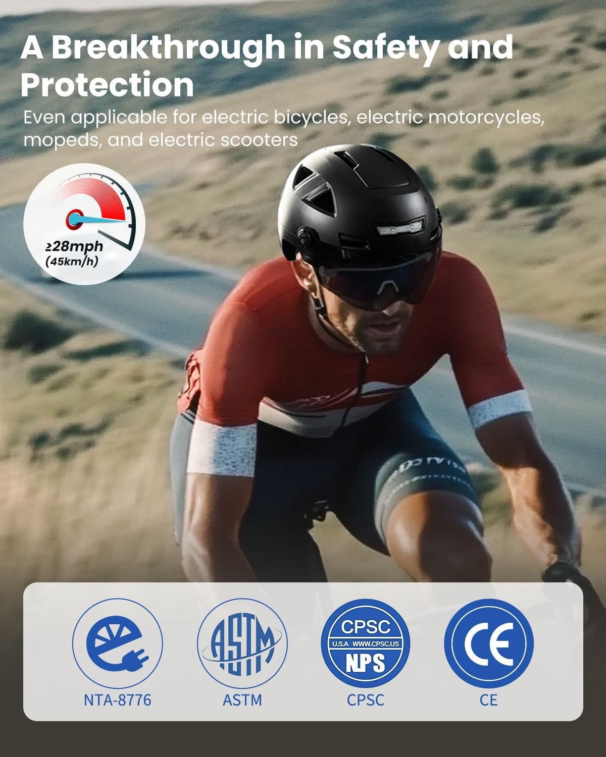 ILM Slimme Fietshelm met Bluetooth en LED Verlichting - NTA8776/CE/CPSC Gecertificeerd - Maat L-XL - Zwart