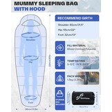 Slaapzakken voor volwassenen: Sportneer Outdoor 3 seizoenen mummie slaapzakken 5℃-15℃ pak voor reizen festival camping binnen, 220 x 80 cm, lichtgewicht waterdicht