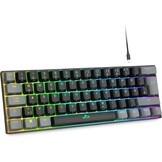 Rii Mechanisch toetsenbord, draadloos, gaming Bluetooth met RGB, tri-modi gaming toetsenbord QWERTZ (BT5.0 + 2,4 GHz)