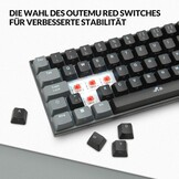Rii Mechanisch toetsenbord, draadloos, gaming Bluetooth met RGB, tri-modi gaming toetsenbord QWERTZ (BT5.0 + 2,4 GHz)