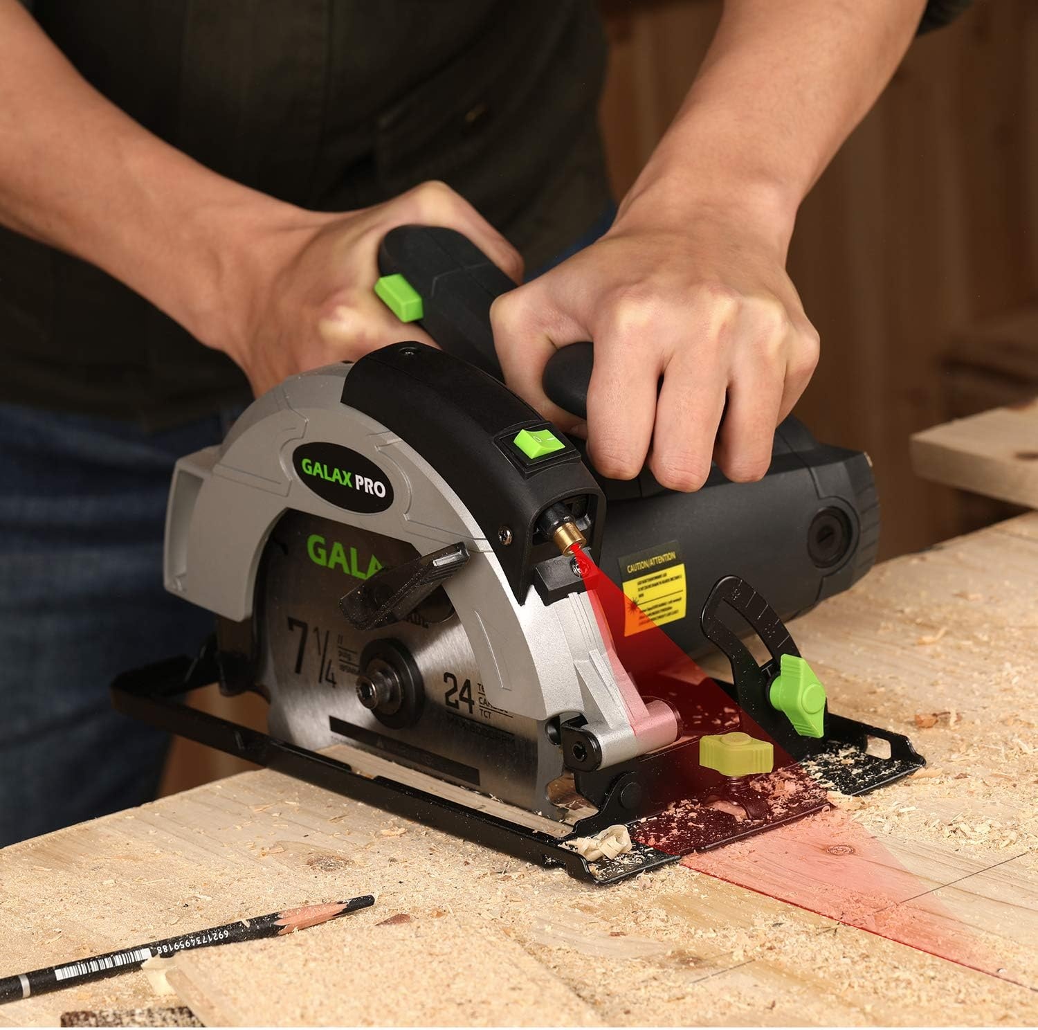 Duplex Pro 76321L Cirkelzaag, 1400 W, 5500 tpm, geleiderail, lemmet 185 mm, maximaal 62 mm (90 graden), 46 mm (45 graden), parallelaanslag, elektrische zaag voor hout, kunststof en metaal.
